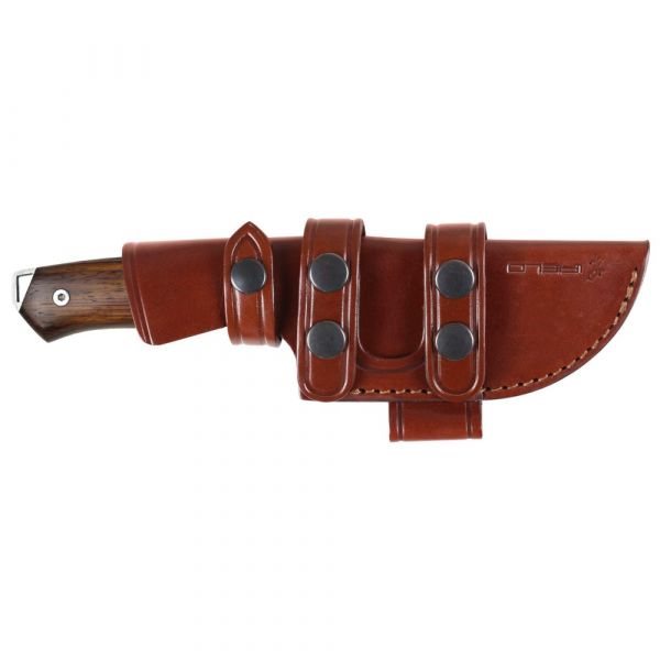 Hunting Knife Workout EL29104, 5.9 inch MOVA Satin Blade, Brown Leather  Sheath with Flint and Sharpening