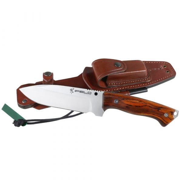 Hunting Knife Workout EL29104, 5.9 inch MOVA Satin Blade, Brown Leather  Sheath with Flint and Sharpening