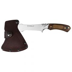 Survival Axe Camper Sports Axe, 6.6 inch Stainless Steel Blade, Total 11.4 inch, with Leather Sheath, Camping Tool for Fishing, Hunting, Sport Activity.