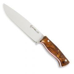 Hunting Knife Epic Model Impala, with Mirror Polished Blade of 6,5", Includes Leather Sheath Made by Quercur, Sheath and Knife Made Totally in Spain, Camping Tool for Fishing, Hunting, Sport Activity