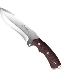 iField 150 knife with red micarta handle and 440C steel blade, 58-60 HRC hardness, camping tool for fishing, hunting, sporting activities. 