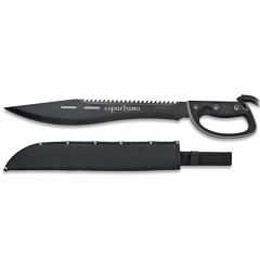 Machete EL29004 Basic Model ESPARTANO, Black Tinted Blade 17.7 inch, Non-Slip Rubber Handle, Total Length 24.4 inch, with Nylon Cover