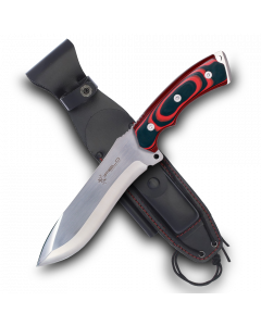 iField 150 knife with red micarta handle and 440C steel blade, 58-60 HRC hardness, camping tool for fishing, hunting, sporting activities. 