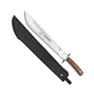 Machete EL29006 Basic Model Bambu, Blade Satin Finish 17 inch, Wooden Handle, with Nylon Cover, Total Length 23.6 inch.
